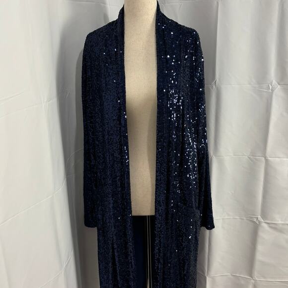 NWT Steve Madden Blue Sequin Showstopper Duster - Size S - Picture 5 of 7